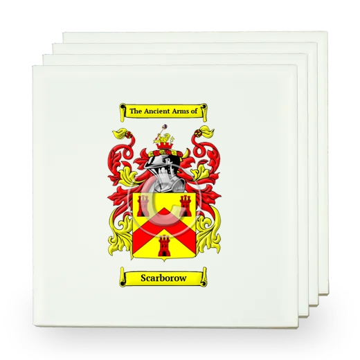 Scarborow Set of Four Small Tiles with Coat of Arms