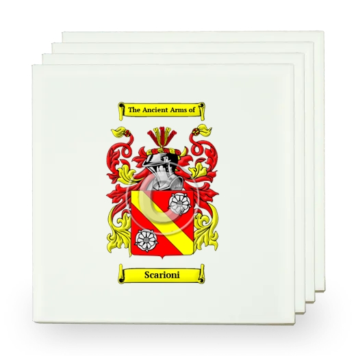 Scarioni Set of Four Small Tiles with Coat of Arms