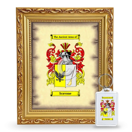 Scavone Framed Coat of Arms and Keychain - Gold