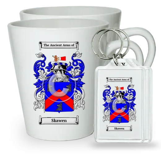 Skawen Pair of Latte Mugs and Pair of Keychains