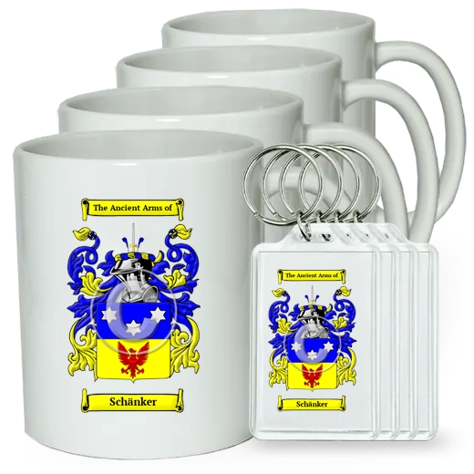 Schänker Set of 4 Coffee Mugs and Keychains