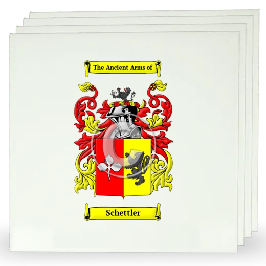 Schettler Set of Four Large Tiles with Coat of Arms