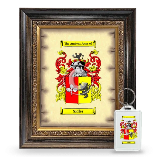 Sidler Framed Coat of Arms and Keychain - Heirloom