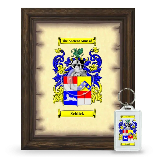 Schlick Framed Coat of Arms and Keychain - Brown