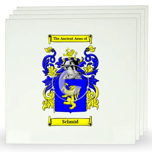 Schmid Set of Four Large Tiles with Coat of Arms