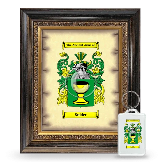 Snider Framed Coat of Arms and Keychain - Heirloom