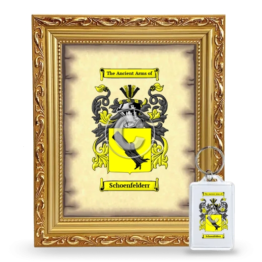 Schoenfelderr Framed Coat of Arms and Keychain - Gold