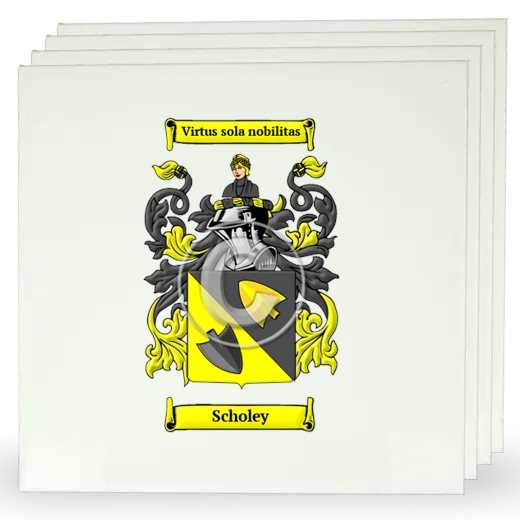 Scholey Set of Four Large Tiles with Coat of Arms