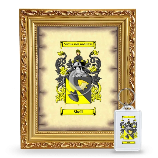 Sholl Framed Coat of Arms and Keychain - Gold