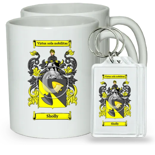 Sholly Pair of Coffee Mugs and Pair of Keychains