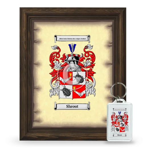 Shrout Framed Coat of Arms and Keychain - Brown