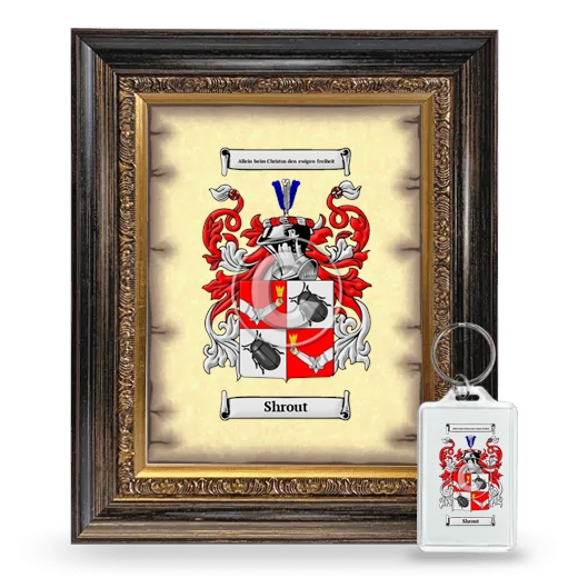 Shrout Framed Coat of Arms and Keychain - Heirloom