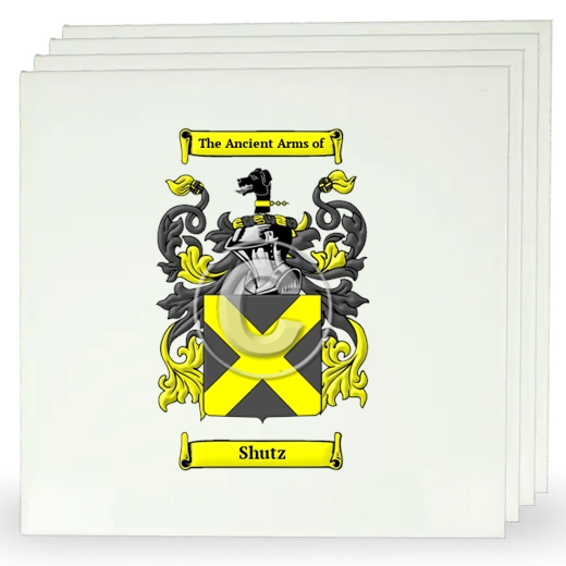 Shutz Set of Four Large Tiles with Coat of Arms