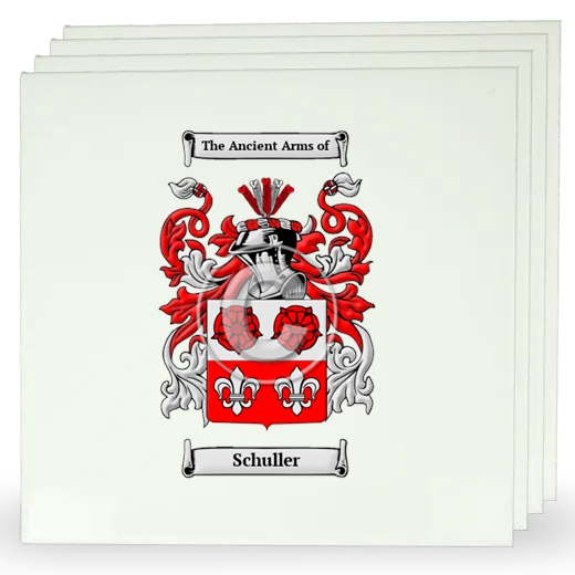 Schuller Set of Four Large Tiles with Coat of Arms