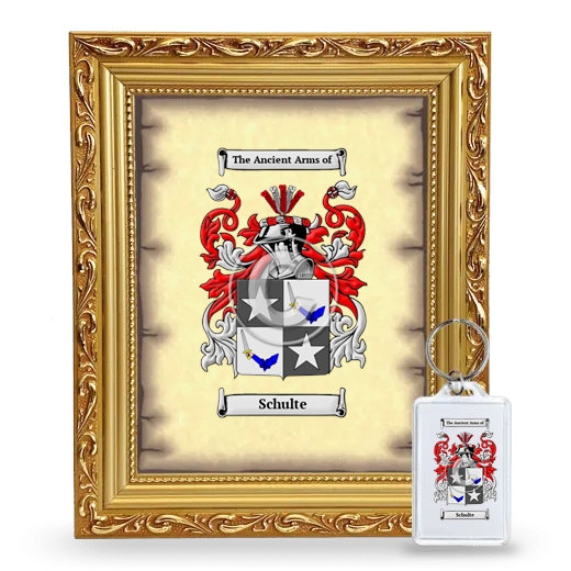 Schulte Framed Coat of Arms and Keychain - Gold