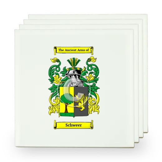 Schweer Set of Four Small Tiles with Coat of Arms