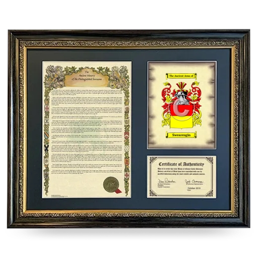 Swearengin Framed Surname History and Coat of Arms- Heirloom