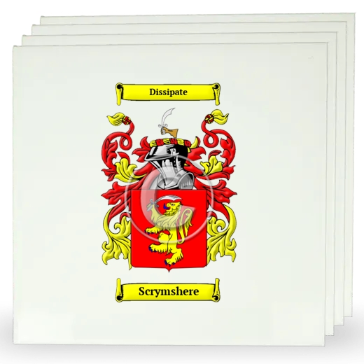 Scrymshere Set of Four Large Tiles with Coat of Arms