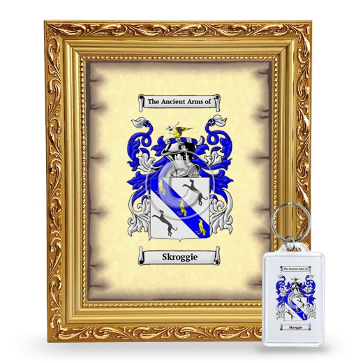 Skroggie Framed Coat of Arms and Keychain - Gold