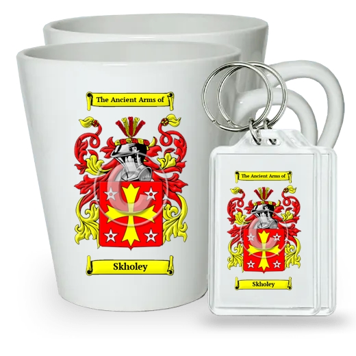 Skholey Pair of Latte Mugs and Pair of Keychains