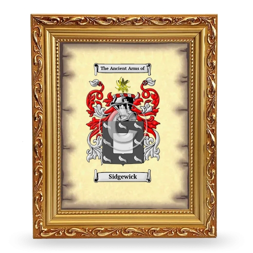 Sidgewick Coat of Arms Framed - Gold