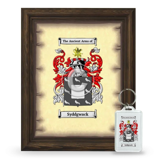 Syddgwack Framed Coat of Arms and Keychain - Brown