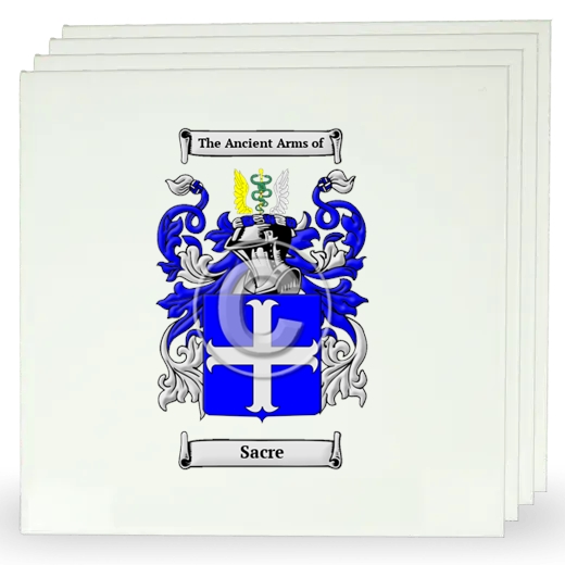 Sacre Set of Four Large Tiles with Coat of Arms