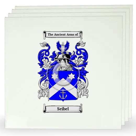 Seibel Set of Four Large Tiles with Coat of Arms