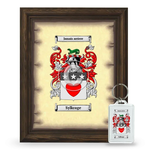 Sylkrage Framed Coat of Arms and Keychain - Brown