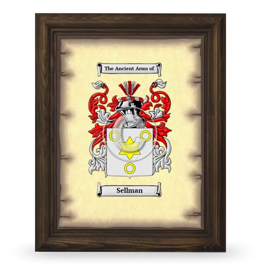 Sellman Coat of Arms Framed - Brown