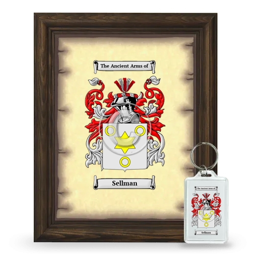 Sellman Framed Coat of Arms and Keychain - Brown