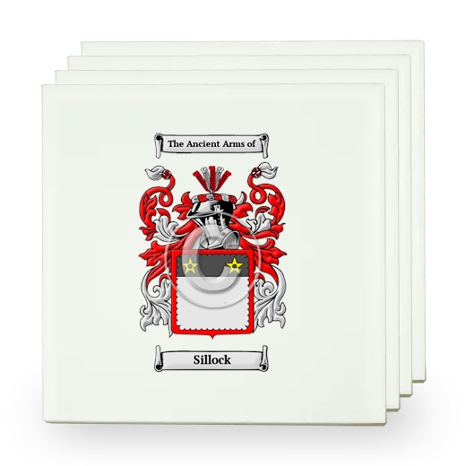 Sillock Set of Four Small Tiles with Coat of Arms