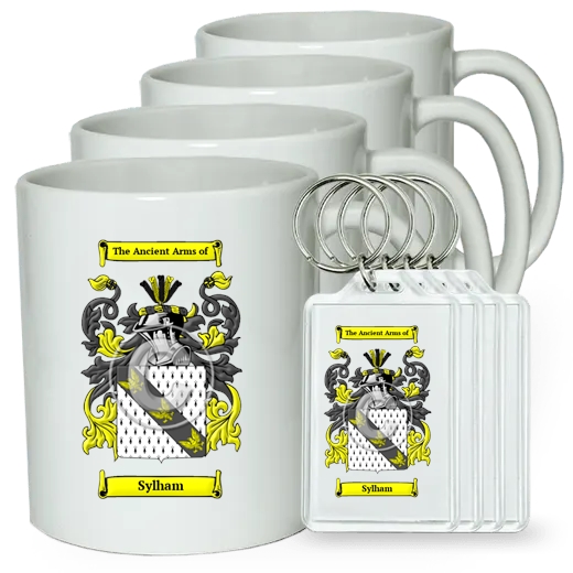 Sylham Set of 4 Coffee Mugs and Keychains