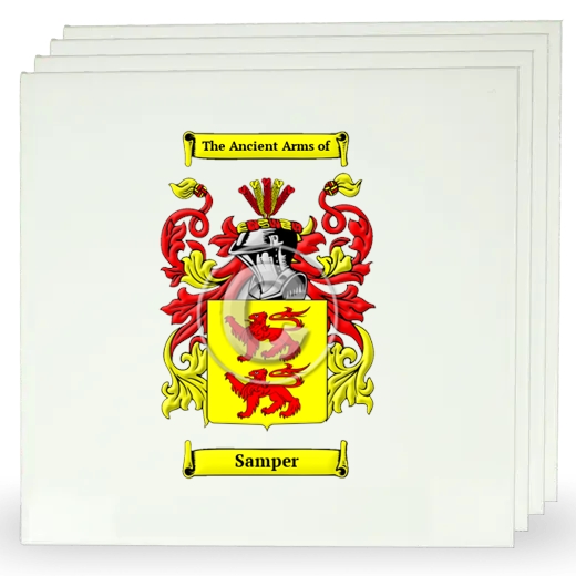 Samper Set of Four Large Tiles with Coat of Arms