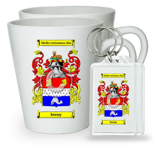 Seeny Pair of Latte Mugs and Pair of Keychains