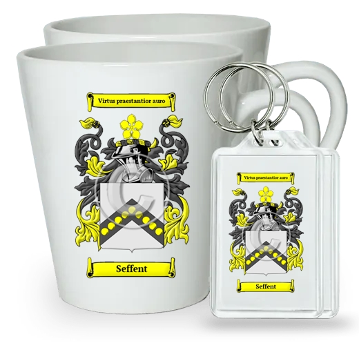 Seffent Pair of Latte Mugs and Pair of Keychains