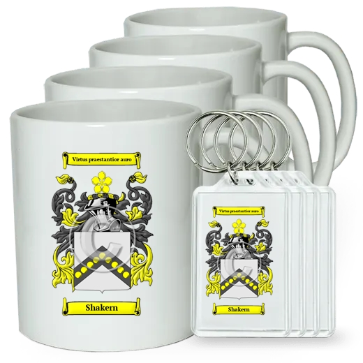 Shakern Set of 4 Coffee Mugs and Keychains