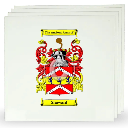 Showard Set of Four Large Tiles with Coat of Arms