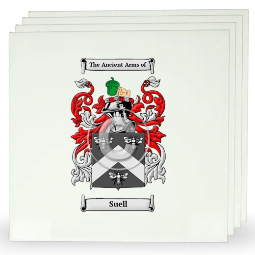 Suell Set of Four Large Tiles with Coat of Arms
