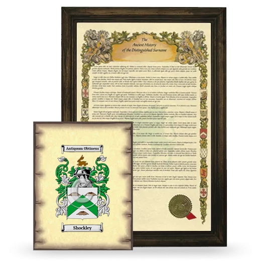 Shockley Framed History and Coat of Arms Print - Brown