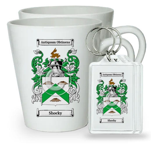 Shocky Pair of Latte Mugs and Pair of Keychains