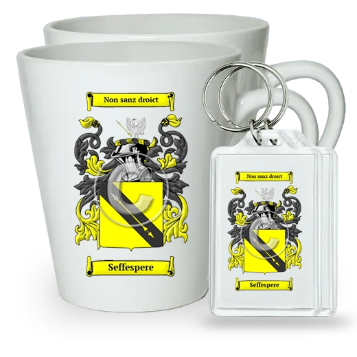 Seffespere Pair of Latte Mugs and Pair of Keychains