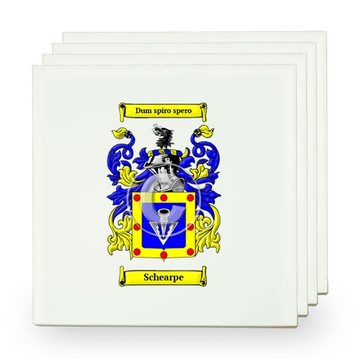 Schearpe Set of Four Small Tiles with Coat of Arms