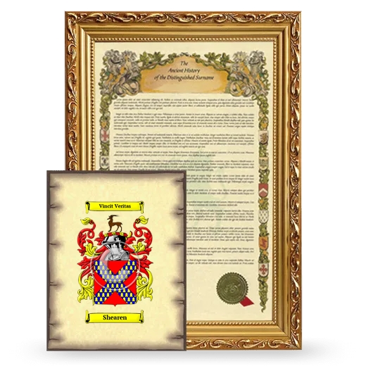 Shearen Framed History and Coat of Arms Print - Gold