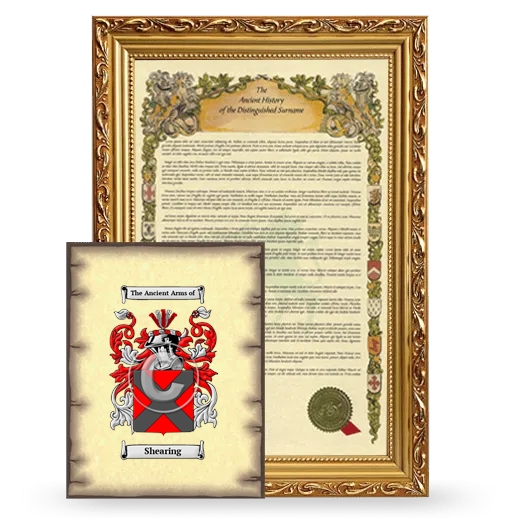 Shearing Framed History and Coat of Arms Print - Gold