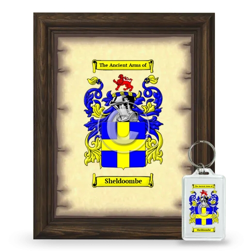 Sheldoombe Framed Coat of Arms and Keychain - Brown