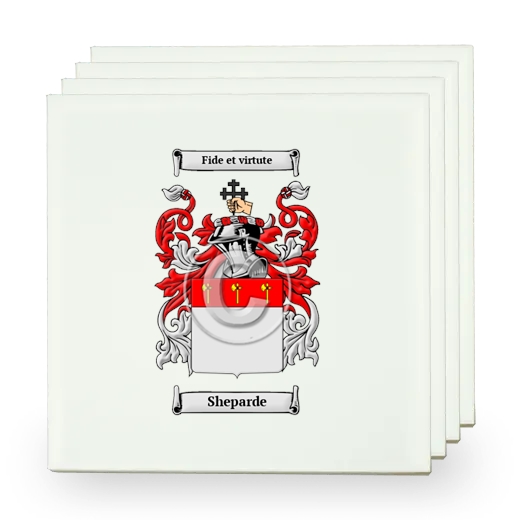 Sheparde Set of Four Small Tiles with Coat of Arms