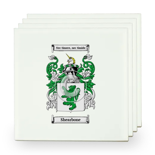 Shearbone Set of Four Small Tiles with Coat of Arms