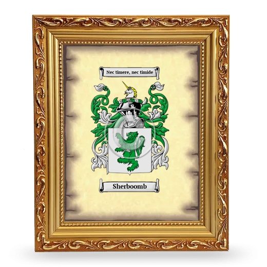 Sherboomb Coat of Arms Framed - Gold