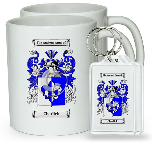 Charlick Pair of Coffee Mugs and Pair of Keychains